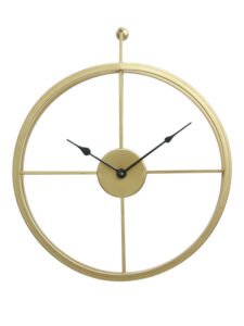 Chronikle Elegant Round Golden Metal Home/Office Decor Black Needle Wall Clock With Non-Ticking Movement ( Size: 45 x 6 x 51 CM | Weight: 1550 grm | Color: Golden )