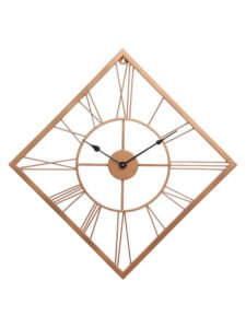 Chronikle Decorative Square Copper Color Analog Metal Home/Office Decor Black Needle Roman Figure Wall Clock With Non-Ticking Movement ( Size: 65 x 1 x 65 CM | Weight: 1310 grm | Color: Copper )