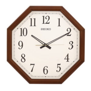 Seiko Elegant Octagon Analog Brown Wooden Full Figure Home Decor Wall Clock ( Size: 47.5 x 5 x 47.5 CM | Weight: 2140 grm | Color: Brown)