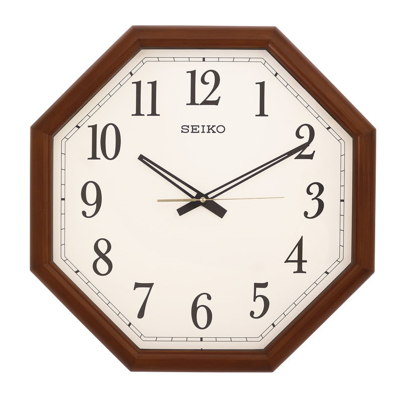 Seiko Elegant Octagon Analog Brown Wooden Full Figure Home Decor Wall ...