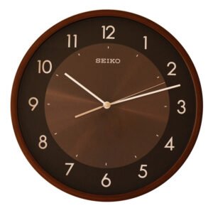 Seiko Elegant Round Analog Brown Plastic Full Figure Home Decor Wall Clock with Sweep Movement ( Size: 30 x 4.5 x 30 CM | Weight: 870 grm | Color: Brown )
