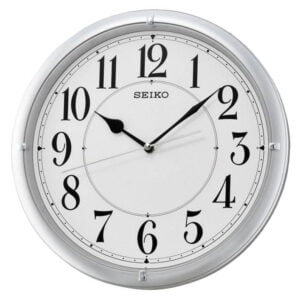 Seiko Classic Round Analog Silver Plastic Full Figure Home Decor Wall Clock with Sweep Movement ( Size: 31 x 4.6 x 31 CM | Weight: 670 grm | Color: Silver )