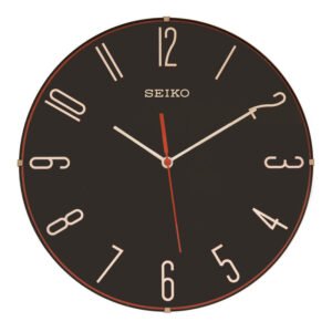 Seiko Elegant Round Analog Black Plastic Home Decor Full Figure Wall Clock With Sweep Movement ( Size: 30 x 4.6 x 30 CM | Weight: 700 grm | Color: Black )