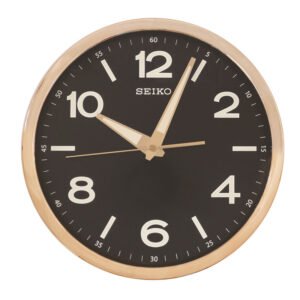 Seiko Elegant Round Golden Plastic Home Decor Full Figure Wall Clock with Sweep Movement ( Size: 31 x 4 x 31 CM | Weight: 740 grm | Color: Golden )