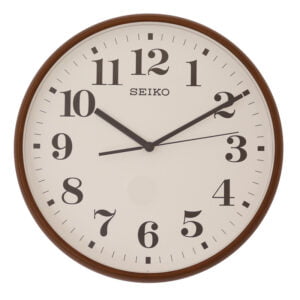Seiko Elegant Round Brown Plastic Analog Home Decor Full Figure Wall Clock ( Size: 33 x 4.3 x 33 CM | Weight: 860 grm | Color: Brown )
