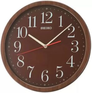 Seiko Unique Round Analog Brown Dial Plastic Full Figure Home Decor Wall Clock ( Size: 36 x 4 x 36 CM | Weight: 900 grm | Color: Brown )