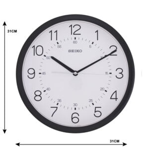 Seiko Classic Round Analog White Plastic Full Figure Home Decor Wall Clock with Sweep Movement ( Size: 31.1 x 4.4 x 31.1 CM | Weight: 790 grm | Color: White )