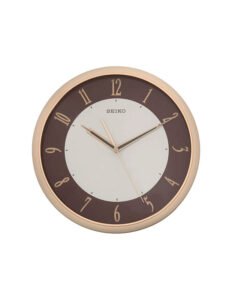 Seiko Elegant Round Analog Brown Plastic Full Figure Home Decor Wall Clock with Sweep Movement ( Size: 31 x 4.1 x 31 CM | Weight: 750 grm | Color: Brown )