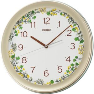 Seiko Classic Round Plastic Silver Analog Home Decor Full Figure Wall Clock with Flower Print Dial ( Size: 36.8 x 4.3 x 36.8 CM | Weight: 1200 grm | Color: Silver )