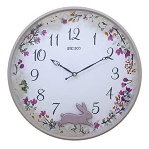 Seiko Elegant Round Analog Cream Color Plastic Cute Rabbit Print Dial Home Decor Wall Clock ( Size: 33 x 6.7 x 33 CM | Weight: 1000 grm | Color: Cream )