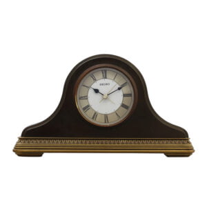 Seiko Designer Analog Brown Wooden Roman Figure Alarm Table Clock ( Size: 25.9 x 5.8 x 14.5 CM | Weight: 800 grm | Color: Brown )