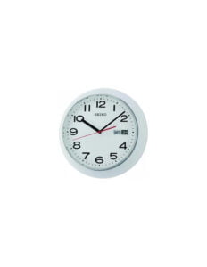 Seiko Classic Round White Analog Plastic Full Figure Day/Date Home Decor Wall Clock ( Size: 32.6 x 8 x 32.6 CM | Weight: 950 grm | Color: White )
