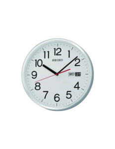 Seiko Unique Round Silver Plastic Analog Full Figure Day/ Date Home Decor Wall Clock ( Size: 30.3 x 6.4 x 30.3 CM | Weight: 990 grm | Color: Silver )