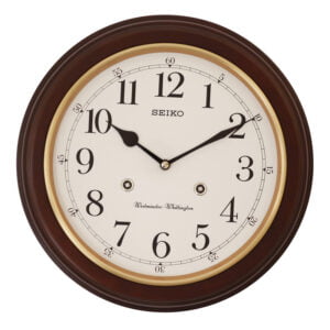 Seiko Classic Round Analog Brown Wooden Full Figure Home Decor Wall Clock ( Size: 31.4 x 6.1x 31.4 CM | Weight: 1250 grm | Color: Brown )