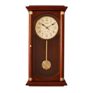 Seiko Decorative Vertical Pendulum Brown Wooden Musical Analog Full Figure Home Decor Wall Clock ( Size: 28 x 11.4 x 55.8 CM | Weight: 4600 grm | Color: Brown )