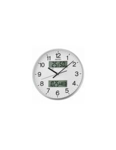 Seiko Classic Round Grey Plastic Analog Home Décor Full Figure Wall Clock With Showing Day/Date ( Size: 32.8 x 5.9 x 32.8 CM | Weight: 1180 grm | Color: Grey )