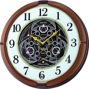 Seiko Classic Melody in Motion Brown Round Plastic Analog Home Decor Full Figure Musical Wall Clock ( Size: 39 x 9.6 x 39 CM | Weight: 2100 grm | Color: Brown )